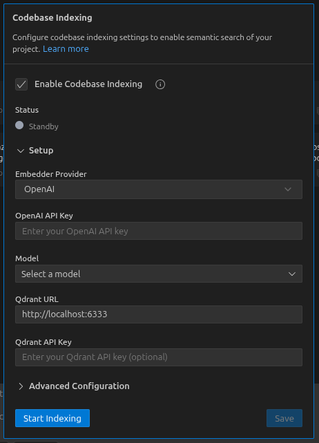 Codebase Indexing Settings