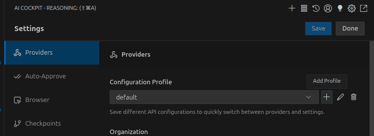 Profile selector with plus button