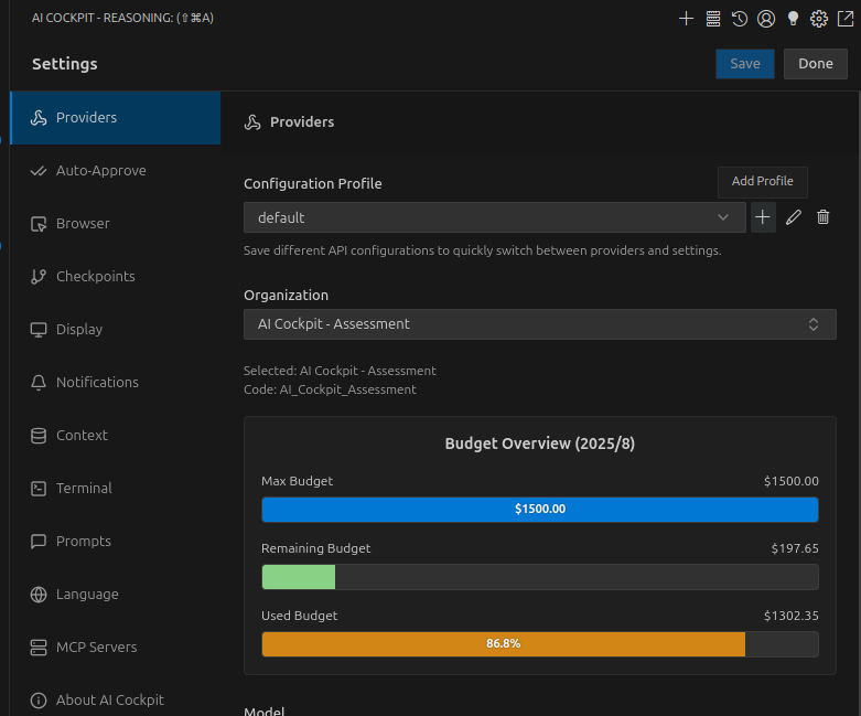 Organization budget overview display