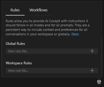 Rules tab in AI Cockpit Reasoning