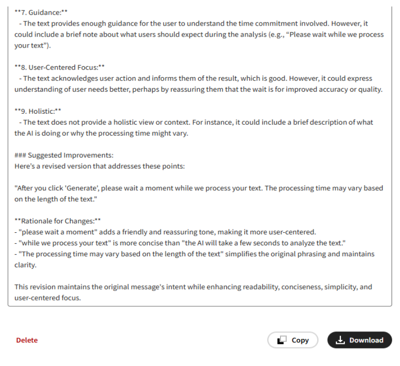 AI-generated response in Heuristic Text Analysis