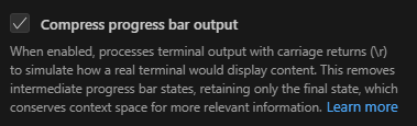 Compress Progress Bar Output checkbox set to unchecked