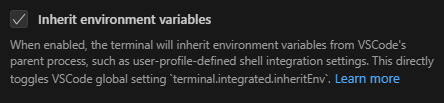 Inherit environment checkbox