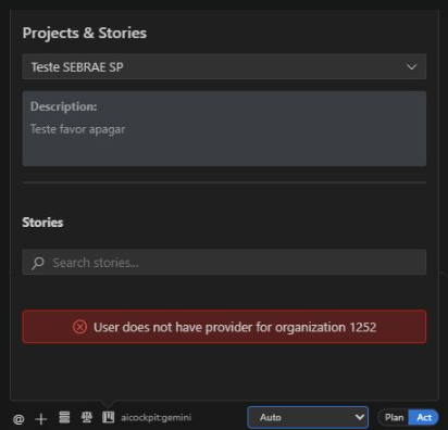 User does not have provider for organization error